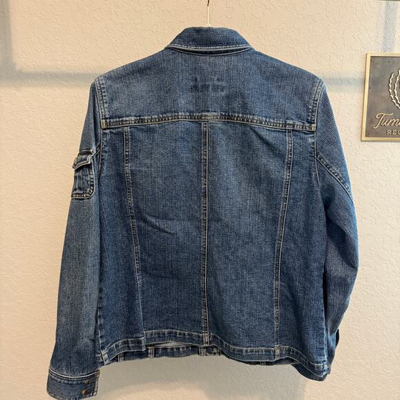 Women's Jones New York Sport Denim Blue Jean Button Front Jacket Size Large - Picture 7 of 9